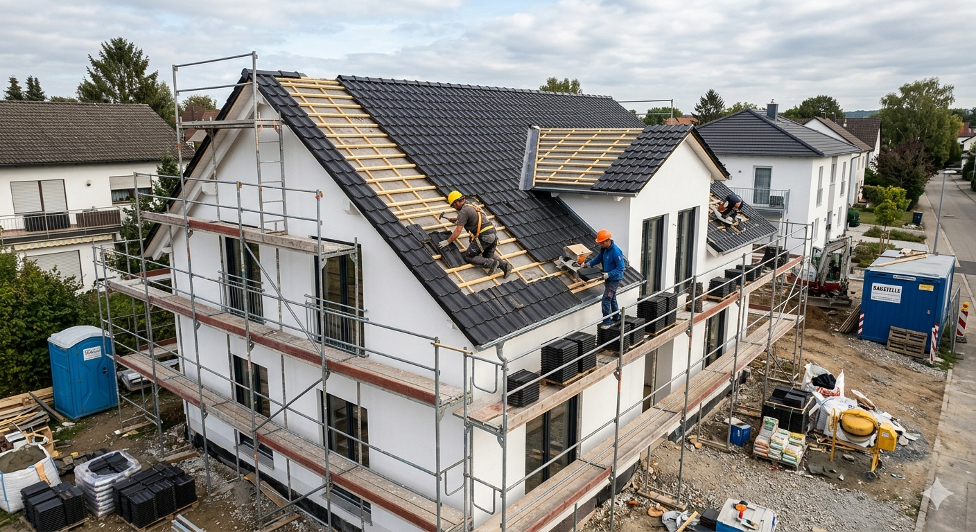 Dachdecker bei der Arbeit